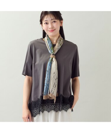 【洗える・L～4Lサイズ】レースヘムTシャツ