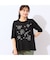 【洗える・綿100%】花刺繍AラインTシャツ