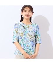 【洗える・接触冷感・日本製・綿100%】ミニフラワーTシャツ