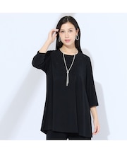 【M～4L/セットアップ可】ドレープカットソーラインストーンTシャツ