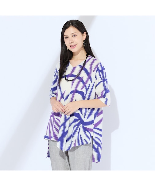【M~4L】リーフバックカットジャカードTシャツ