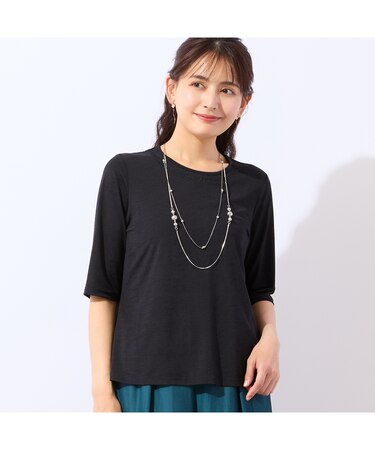 【洗える・日本製】襟ぐり刺繍Tシャツ
