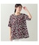 【洗える・L～3Lサイズ】シルエットフラワーTシャツ