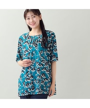 【洗える・L～3Lサイズ】シルエットフラワーTシャツ