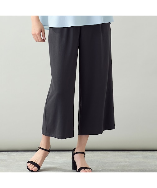 【洗える・ストレッチ・セットアップ可・L~4Lサイズ】ワイドクロップドパンツ