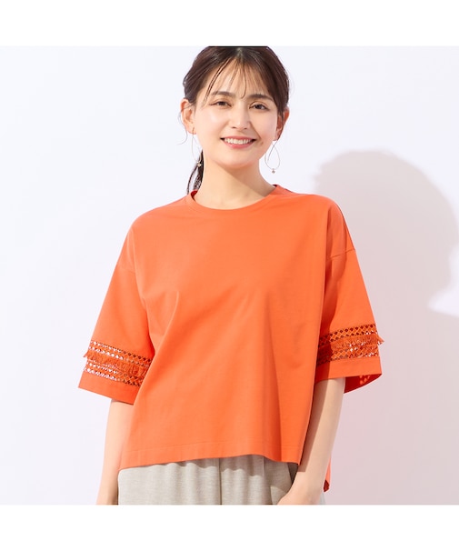 【洗える】袖フリンジレースプルオーバー