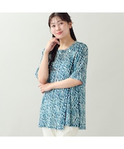 【洗える・L~4Lサイズ】ゼブラ柄アシンメトリーTシャツ