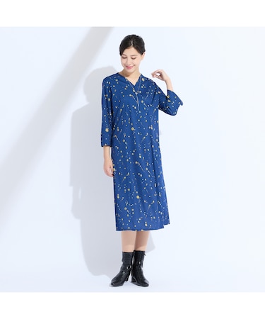 【M～4L】ウォッシャブルジュエルプリントワンピース