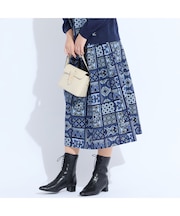 【L～4L/セットアップ対応】ウォッシャブルオーナメントプリントスカート