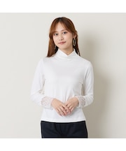 【洗える】袖レースTシャツ