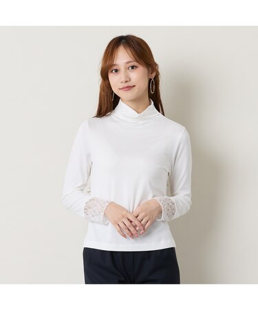 【洗える】袖レースTシャツ
