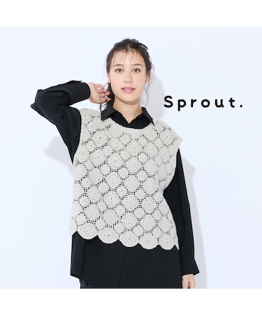 【L～4L対応】ウォッシャブル綿刺繍ニットベスト