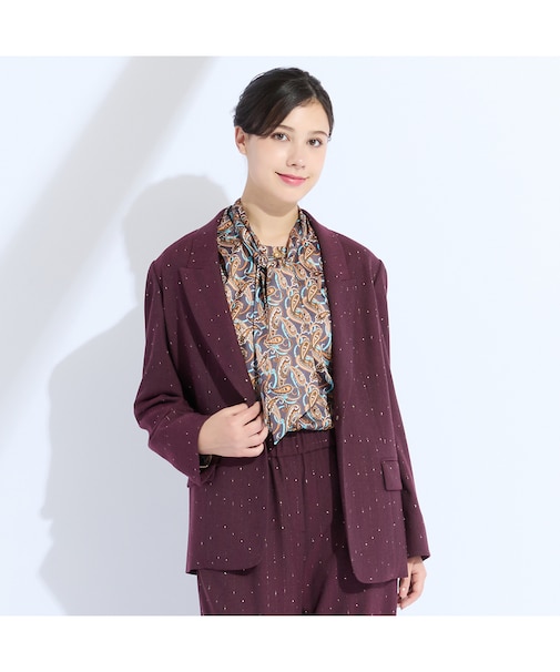 【M～4L・セットアップ対応】イタリア製素材ラメストライプジャケット