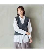 【アンサンブル商品】ニットジレ&ドロストシャツ