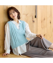 【アンサンブル商品】ニットジレ＆ドロストシャツ