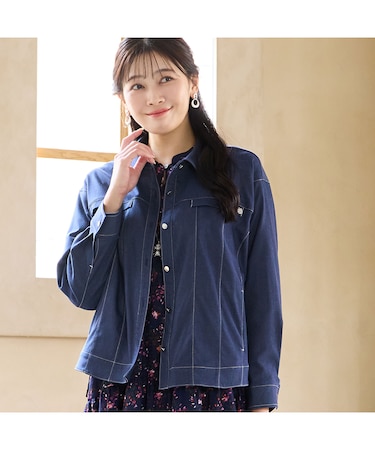 【洗える・快適ストレッチ・L~4Lサイズ】ストレッチデニムジャケット