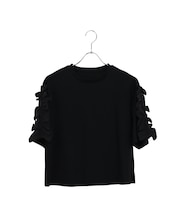 【洗える】袖配色フリルTシャツ