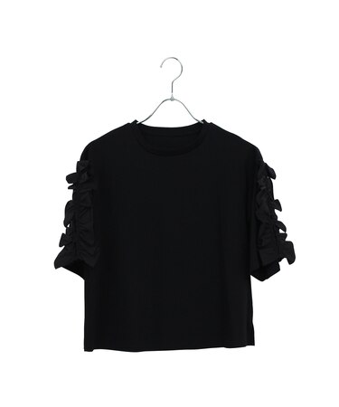 【洗える】袖配色フリルTシャツ