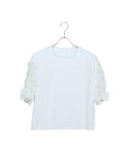 【洗える】袖配色フリルTシャツ