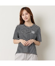 【洗える】接触冷感ボーダー刺繍Tシャツ