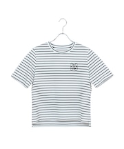 【洗える】接触冷感ボーダー刺繍Tシャツ