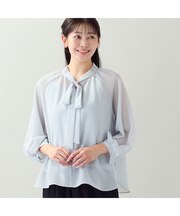 【洗える・セットアップ可・L～4Lサイズ】ジョーゼットボウタイブラウス