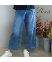 【洗える・M~3Lサイズ】ビジューモチーフ付きデニムパンツ