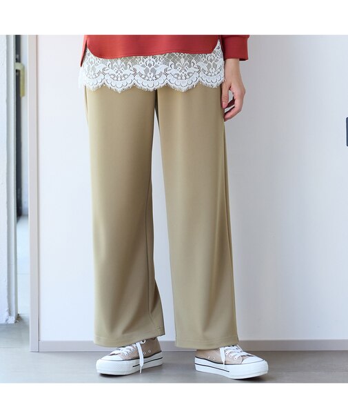 【洗える・セットアップ可・S~LLサイズ】ニットジョーゼットイージーパンツ