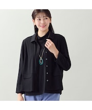 【洗える・アンサンブル可・L～4Lサイズ】ベア天×針抜きカーディガン