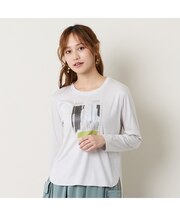 【洗える】スムースプリント長袖Tシャツ
