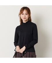 【洗える】フリルハイネックTシャツ
