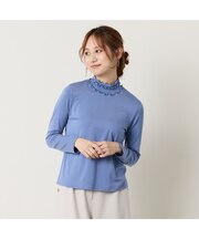 【洗える】フリルハイネックTシャツ