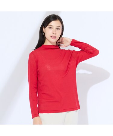 【L~4L】ウォッシャブル綿シフォンTシャツ