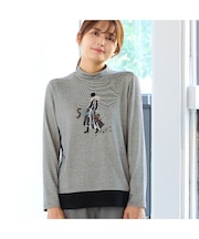 【洗える・日本製】Lady刺繍ボーダーカットソー