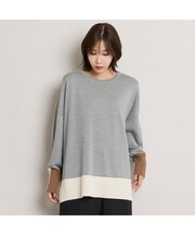 トリカラー配色BOXシルエットニットプルオーバー