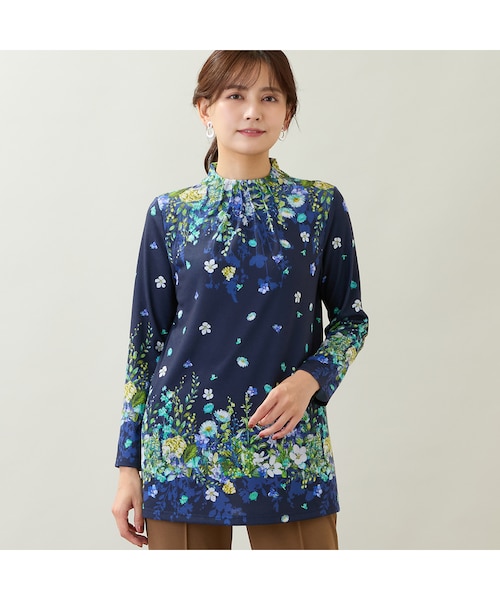 洗える・日本製】花柄パネルプリントチュニック｜ジュニアーオンライン