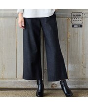 【暖パン・洗える・日本製・L~4Lサイズ】デニム柄裏起毛ワイドパンツ