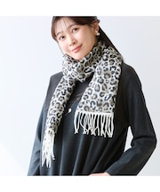 【一部店舗/WEB限定・フランス製・洗える】パンサー柄マフラー