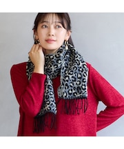 【一部店舗/WEB限定・フランス製・洗える】パンサー柄マフラー