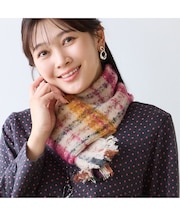 【WEB限定・フランス製・洗える】ウール混チェック柄マフラー