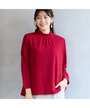 【洗える・アンサンブル可・日本製・L~4Lサイズ】スタンドカラーカットソー