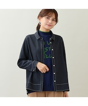 【洗える】デニムライクストレッチシャツ