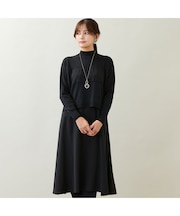 ニット×ジョーゼットドッキングワンピース