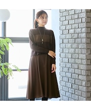ニット×ジョーゼットドッキングワンピース