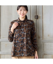 【洗える・日本製・L~4Lサイズ】ロゴフラワーカットソー