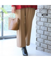 【あったか素材・洗える・日本製】ピンタック入りワイドパンツ
