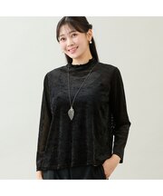 【洗える・L~4Lサイズ】シアーベロアカットソー