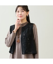 【3Lサイズあり】モヘア刺繍シアーベスト