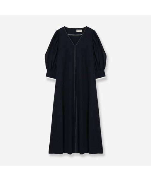 ボリュームスリーブリネンワンピース