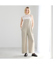【洗える】サロペットワイドレッグパンツ